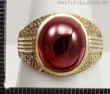 Load image into Gallery viewer, Vintage 1940's LARGE 10ct Ruby Cabochon 10k Solid Yellow Gold Men's Ring