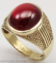 Load image into Gallery viewer, Vintage 1940's LARGE 10ct Ruby Cabochon 10k Solid Yellow Gold Men's Ring