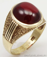 Load image into Gallery viewer, Vintage 1940's LARGE 10ct Ruby Cabochon 10k Solid Yellow Gold Men's Ring