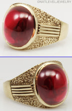 Load image into Gallery viewer, Vintage 1940's LARGE 10ct Ruby Cabochon 10k Solid Yellow Gold Men's Ring