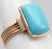 Load image into Gallery viewer, Antique Victorian RARE Natural Persian Turquoise 14k Solid Rose Gold Ladies Cocktail Ring