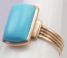 Load image into Gallery viewer, Antique Victorian RARE Natural Persian Turquoise 14k Solid Rose Gold Ladies Cocktail Ring