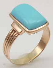 Load image into Gallery viewer, Antique Victorian RARE Natural Persian Turquoise 14k Solid Rose Gold Ladies Cocktail Ring