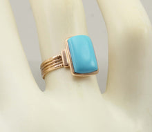 Load image into Gallery viewer, Antique Victorian RARE Natural Persian Turquoise 14k Solid Rose Gold Ladies Cocktail Ring