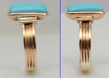 Load image into Gallery viewer, Antique Victorian RARE Natural Persian Turquoise 14k Solid Rose Gold Ladies Cocktail Ring
