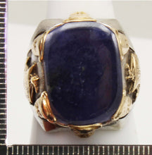 Load image into Gallery viewer, HEAVY Antique Ostby &amp; Barton LARGE Iolite "The Viking Stone" Silver &amp; 10k Gold Men's Viking Ring