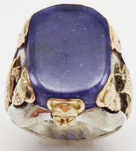 Load image into Gallery viewer, HEAVY Antique Ostby &amp; Barton LARGE Iolite "The Viking Stone" Silver &amp; 10k Gold Men's Viking Ring