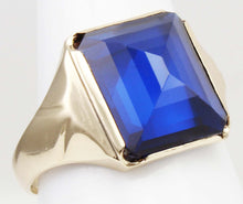 Load image into Gallery viewer, Antique 1920&#39;s Art Deco UNUSUAL Peaked Cut 8ct Blue Spinel 10k Solid Yellow Gold Men&#39;s Ring