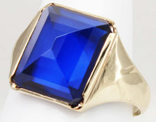 Load image into Gallery viewer, Antique 1920&#39;s Art Deco UNUSUAL Peaked Cut 8ct Blue Spinel 10k Solid Yellow Gold Men&#39;s Ring