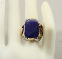 Load image into Gallery viewer, HEAVY Antique Ostby &amp; Barton LARGE Iolite "The Viking Stone" Silver &amp; 10k Gold Men's Viking Ring