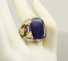 Load image into Gallery viewer, HEAVY Antique Ostby &amp; Barton LARGE Iolite "The Viking Stone" Silver &amp; 10k Gold Men's Viking Ring