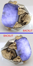 Load image into Gallery viewer, HEAVY Antique Ostby &amp; Barton LARGE Iolite "The Viking Stone" Silver &amp; 10k Gold Men's Viking Ring