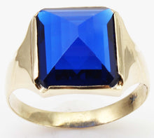 Load image into Gallery viewer, Antique 1920&#39;s Art Deco UNUSUAL Peaked Cut 8ct Blue Spinel 10k Solid Yellow Gold Men&#39;s Ring