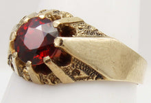Load image into Gallery viewer, Antique Dated 1910 Victorian Antique Cut 2ct Natural Garnet Hand Engraved 10k Solid Gold Men's Ring