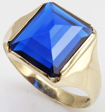 Load image into Gallery viewer, Antique 1920&#39;s Art Deco UNUSUAL Peaked Cut 8ct Blue Spinel 10k Solid Yellow Gold Men&#39;s Ring