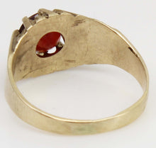 Load image into Gallery viewer, Antique Dated 1910 Victorian Antique Cut 2ct Natural Garnet Hand Engraved 10k Solid Gold Men's Ring