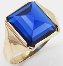 Load image into Gallery viewer, Antique 1920&#39;s Art Deco UNUSUAL Peaked Cut 8ct Blue Spinel 10k Solid Yellow Gold Men&#39;s Ring