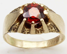 Load image into Gallery viewer, Antique Dated 1910 Victorian Antique Cut 2ct Natural Garnet Hand Engraved 10k Solid Gold Men's Ring