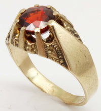 Load image into Gallery viewer, Antique Dated 1910 Victorian Antique Cut 2ct Natural Garnet Hand Engraved 10k Solid Gold Men's Ring
