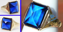 Load image into Gallery viewer, Antique 1920&#39;s Art Deco UNUSUAL Peaked Cut 8ct Blue Spinel 10k Solid Yellow Gold Men&#39;s Ring