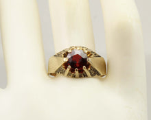 Load image into Gallery viewer, Antique Dated 1910 Victorian Antique Cut 2ct Natural Garnet Hand Engraved 10k Solid Gold Men's Ring