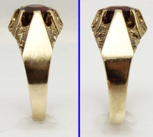 Load image into Gallery viewer, Antique Dated 1910 Victorian Antique Cut 2ct Natural Garnet Hand Engraved 10k Solid Gold Men's Ring