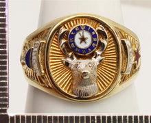 Load image into Gallery viewer, HEAVY Vintage BPOE Fraternal Order of Elks Diamond 10k Solid Yellow &amp; White Gold Men's Ring