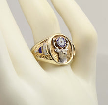 Load image into Gallery viewer, HEAVY Vintage BPOE Fraternal Order of Elks Diamond 10k Solid Yellow &amp; White Gold Men's Ring