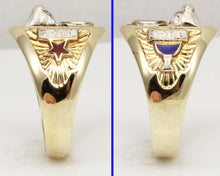Load image into Gallery viewer, HEAVY Vintage BPOE Fraternal Order of Elks Diamond 10k Solid Yellow &amp; White Gold Men's Ring
