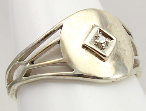 Antique Ostby & Barton 1920's Art Deco Diamond Silver & 10k Solid White Gold Ladies Cocktail Ring