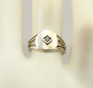Antique Ostby & Barton 1920's Art Deco Diamond Silver & 10k Solid White Gold Ladies Cocktail Ring