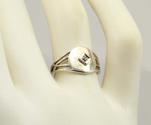 Antique Ostby & Barton 1920's Art Deco Diamond Silver & 10k Solid White Gold Ladies Cocktail Ring