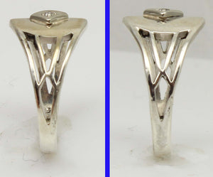 Antique Ostby & Barton 1920's Art Deco Diamond Silver & 10k Solid White Gold Ladies Cocktail Ring