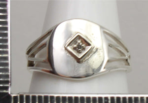 Antique Ostby & Barton 1920's Art Deco Diamond Silver & 10k Solid White Gold Ladies Cocktail Ring