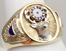 Load image into Gallery viewer, HEAVY Vintage BPOE Fraternal Order of Elks Diamond 10k Solid Yellow &amp; White Gold Men's Ring