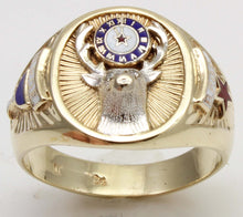 Load image into Gallery viewer, HEAVY Vintage BPOE Fraternal Order of Elks Diamond 10k Solid Yellow &amp; White Gold Men's Ring