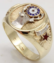 Load image into Gallery viewer, HEAVY Vintage BPOE Fraternal Order of Elks Diamond 10k Solid Yellow &amp; White Gold Men's Ring