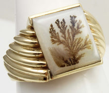Load image into Gallery viewer, Vintage 1940&#39;s RARE Natural Dendritic Agate 10k Solid Yellow Gold Men&#39;s Ring