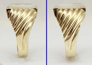 Vintage 1940's RARE Natural Dendritic Agate 10k Solid Yellow Gold Men's Ring