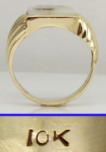 Vintage 1940's RARE Natural Dendritic Agate 10k Solid Yellow Gold Men's Ring