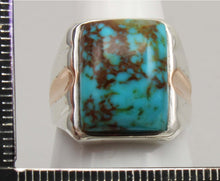 Load image into Gallery viewer, Antique 1920's Art Deco Natural COLLAPSED MATRIX Kingman Turquoise Silver &amp; 10k RoseGold Men's Ring
