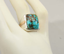 Load image into Gallery viewer, Antique 1920's Art Deco Natural COLLAPSED MATRIX Kingman Turquoise Silver &amp; 10k RoseGold Men's Ring