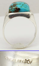 Load image into Gallery viewer, Antique 1920's Art Deco Natural COLLAPSED MATRIX Kingman Turquoise Silver &amp; 10k RoseGold Men's Ring