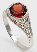 Load image into Gallery viewer, Antique 1920's Art Deco 1.2ct Natural Garnet 14k Solid White Gold Filigree Ladies Cocktail Ring