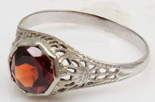 Load image into Gallery viewer, Antique 1920's Art Deco 1.2ct Natural Garnet 14k Solid White Gold Filigree Ladies Cocktail Ring