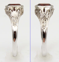 Load image into Gallery viewer, Antique 1920's Art Deco 1.2ct Natural Garnet 14k Solid White Gold Filigree Ladies Cocktail Ring