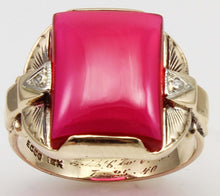 Load image into Gallery viewer, Antique SIGNED ECCO 1930's Late Period Art Deco LARGE 12ct Ruby Diamond 10k Solid Gold Men's Ring
