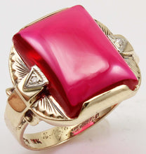 Load image into Gallery viewer, Antique SIGNED ECCO 1930's Late Period Art Deco LARGE 12ct Ruby Diamond 10k Solid Gold Men's Ring