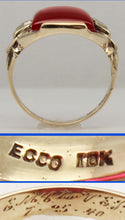 Load image into Gallery viewer, Antique SIGNED ECCO 1930's Late Period Art Deco LARGE 12ct Ruby Diamond 10k Solid Gold Men's Ring