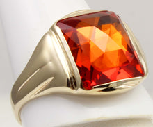 Load image into Gallery viewer, Antique SIGNED Untermeyer Robbins &amp; Co Art Deco LARGE 8ct Orange Sapphire 10k Solid Gold Men's Ring